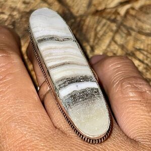 Phantom Zebra Calcite Ring Size 7 3/4
